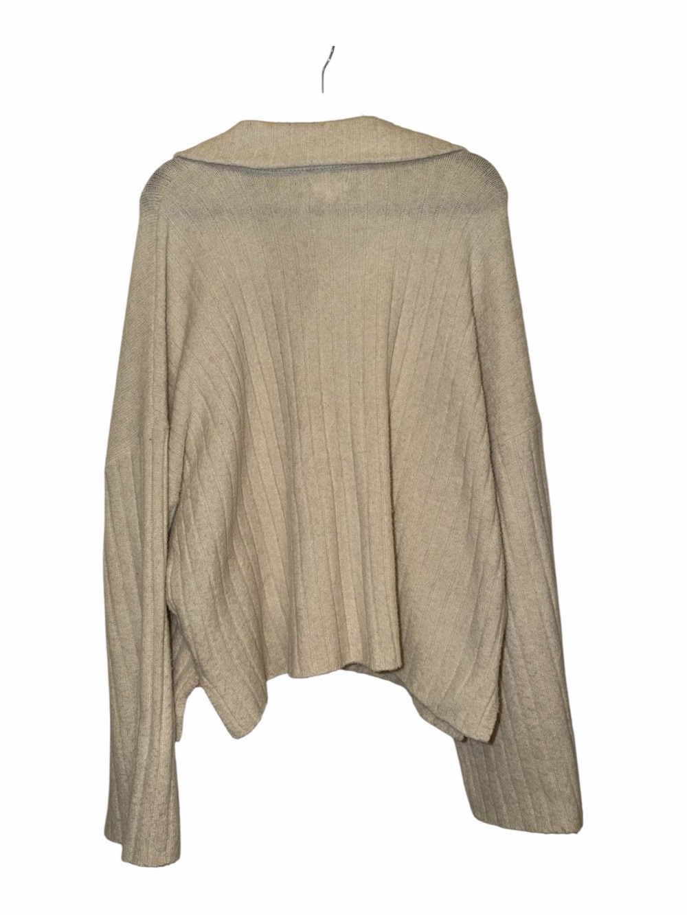 aerie Oversized Cream Ribbed Button-Front Cardigan Sweater - Picture 3 of 4